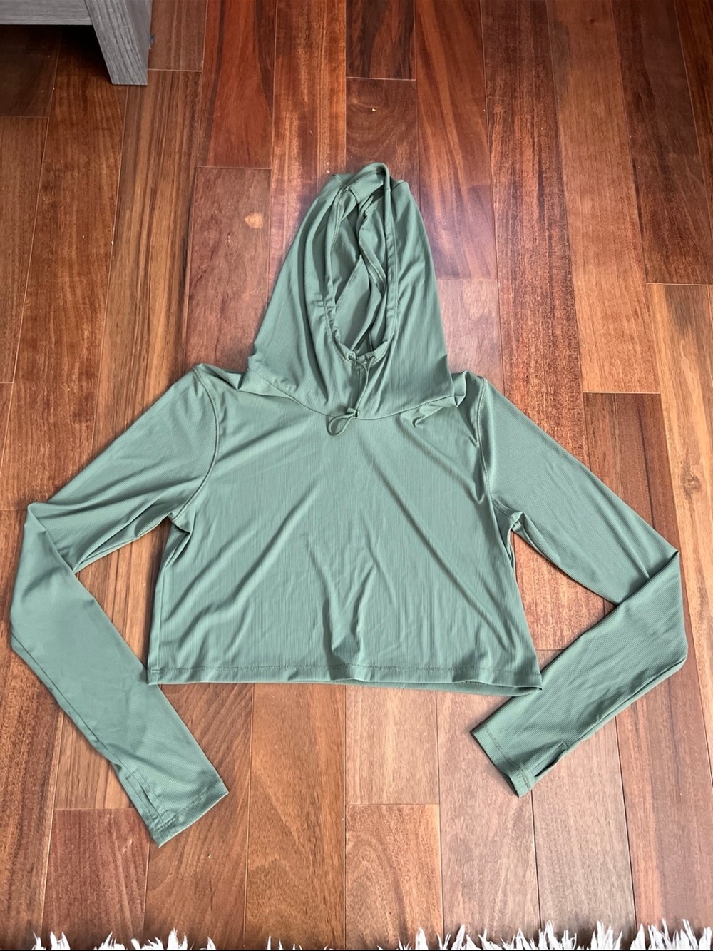 Lightweight Sage Green Hoodie Crop Top